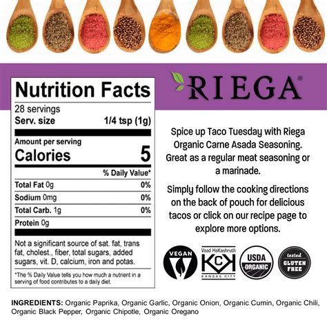 Riega Organic Carne Asada Oif8 Street Taco Seasoning Mix Makes The Perfect Carne Asada Marinade