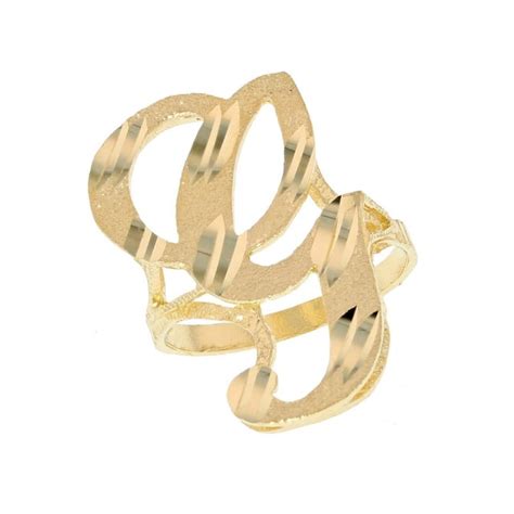 10k Real Yellow Gold Ladies Tendy Chic Diamond Cut Cursive Inital