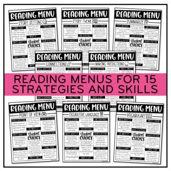 Reading Comprehension Choice Boards Reading Response Menus Fiction