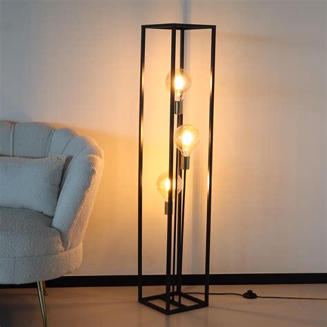 Industriële vloerlamp Tommy zwart goud AQ Living