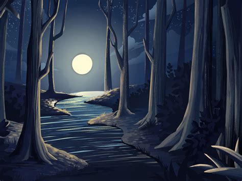 Forest at night by Nguyen Binh Minh on Dribbble