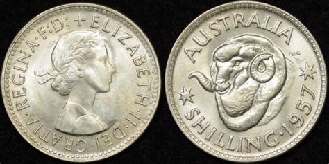 Australia 1957 Shilling Choice Uncirculated The Purple Penny