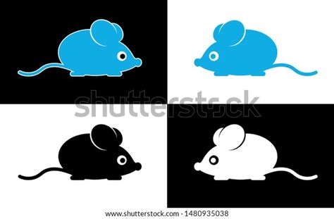 Set Cute Mouse Silhouette Vector Illustration Stock Vector (Royalty ...