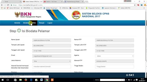 CARA MENGISI BIODATA PELAMAR CPNS 2017 YouTube