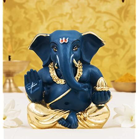 Buy Gold Art India Ceramic Gold Plated Terracotta Big Ear Ganesha Idol