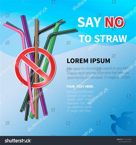 Say No Plastic Straws Stop Plastic vector de stock libre de regalías