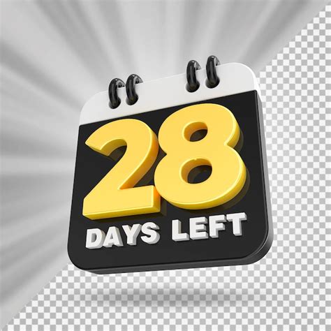 28 dias restantes do calendário 3d | PSD Premium