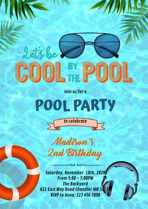 Be Cool By The Pool Party Invitation Template Postermywall