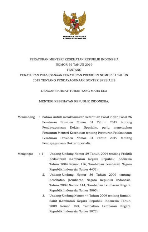 PDF PERATURAN MENTERI KESEHATAN REPUBLIK INDONESIA Hukor Kemkes Go