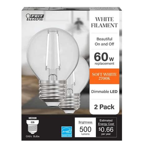 Feit Electric 60 Watt Equivalent G16 5 E26 Standard Dimmable White