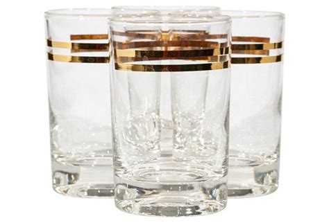 Gilt Ringed Juice Tumblers S4 Glassware Glass Tumbler Glass