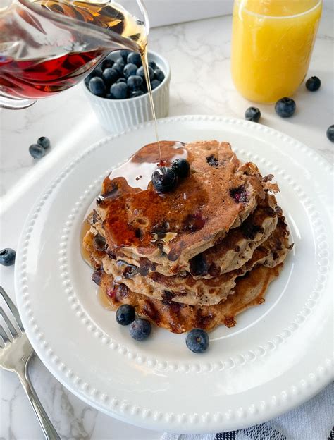 Blueberry Lemon Cottage Cheese Protein Pancakes