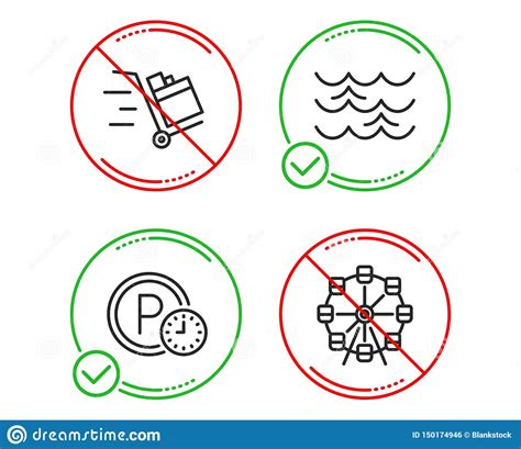 Carro Del Empuje Ondas Y Sistema De Los Iconos Del Tiempo Que Parquea