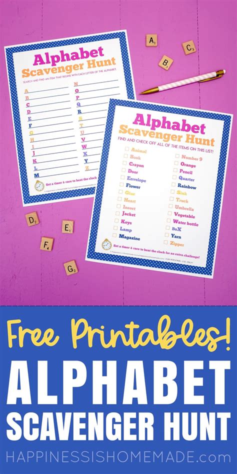 Printable Alphabet Scavenger Hunt Happiness Is Homemade