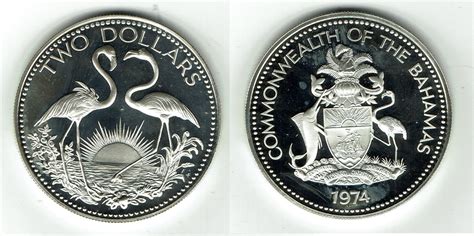 Bahamas Silberm Nze Dollars Flamingos Siehe Scan Polierte