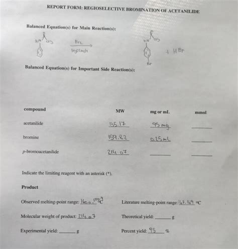 Solved REPORT FORM REGIOSELECTIVE BROMINATION OF Chegg