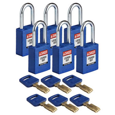 Hardware Specialty Brady Safekey Nylon Lockout Padlocks Blue