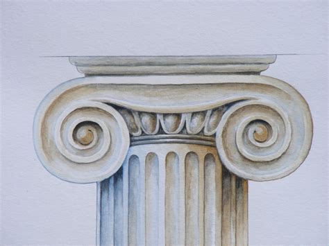 Stately Ionic Column From Classical Greek Architecture Captured In