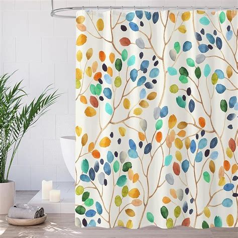 Colorful Leafy Shower Curtain Brighten Up Your Bathroom With Vibrant