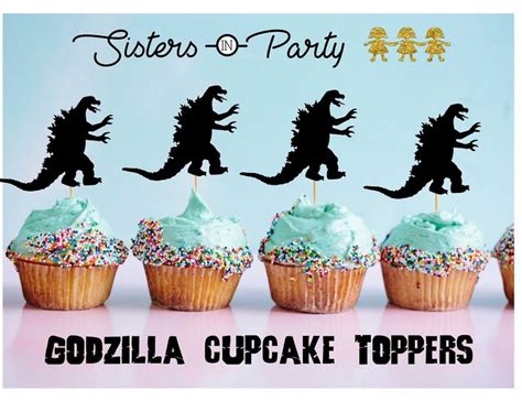 Godzilla Cupcake Toppers Dinosaur Cupcake Toppers Godzilla Etsy Godzilla Birthday