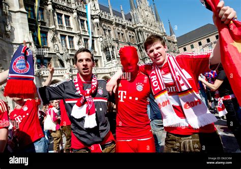 Fans of Bayern Munich celebrate prior to the UEFA Champions League ...