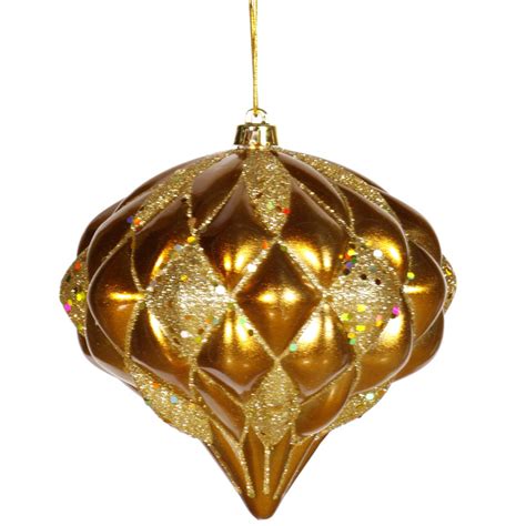 57 Inch Matte Glitter Christmas Diamond Ornament Antique Gold M112216