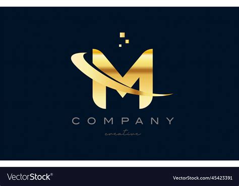 Gold golden m alphabet letter logo icon design Vector Image