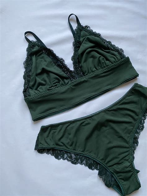 Womens Handmade Pale Pink And Red Lace Bamboo Jersey Knicker For Valentines Sasha Jane Lingerie