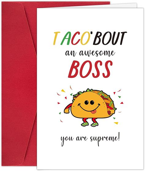 Happy Boss’s Day Card For Women Men Funny Boss Day Cards Ts For Boss Cute Taco