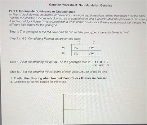 Solved Genetics Worksheet: Non-Mendelian Genetics Part 1: | Chegg.com