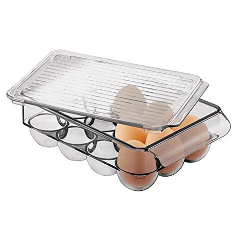 Mdesign Stackable Plastic Covered Egg Tray Holder Storage Container