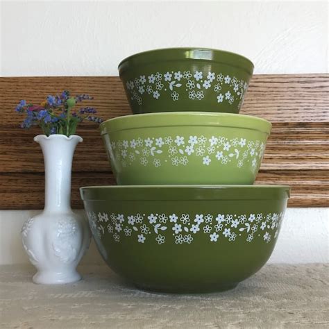 Green Flower Pyrex Etsy