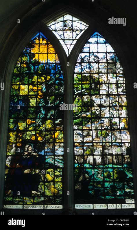 Jonah Stained Glass Window Christ Church Cathedral Oxford Uk Stock