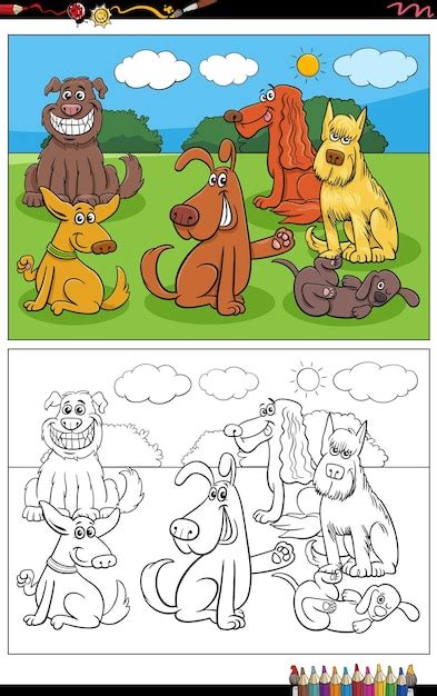 Coloriage De Groupe De Personnages Animaux De Chiens De Dessin Anim