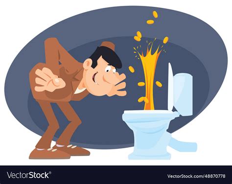 Gold in toilet for internet and mobile website Vector Image