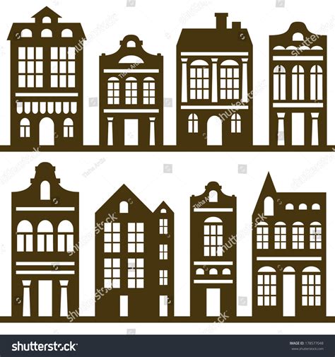 Vector Houses Silhouette Set Stock Vector (Royalty Free) 178577048