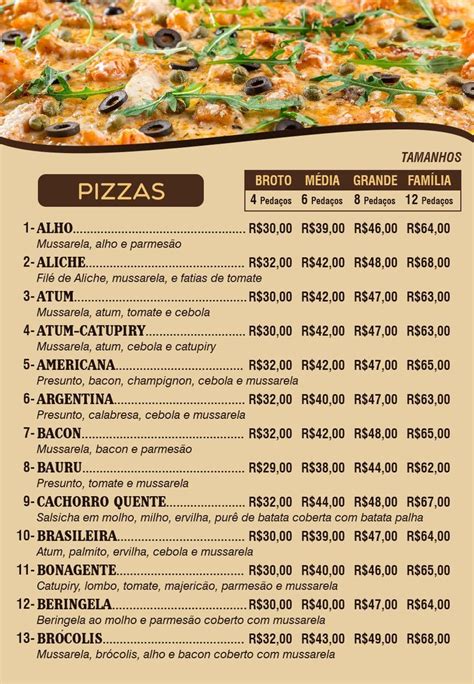 Uma Pizzaria Oferece As Seguintes Opções De Sabores De Pizza - Menu de Pizzaria com Diversos Sabores de Pizza | Cardapio pizzaria ...