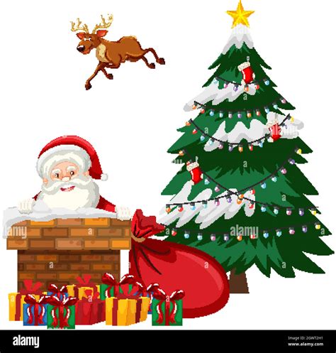 Santa Claus Putting Himself In Chimney Stock Vector Image And Art Alamy