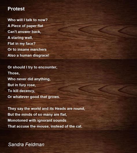 Protest Poem By Sandra Feldman Poem Hunter