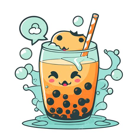 Bubble Tea Vector Sticker Clipart Cute Bubble Tea With Bubbles On The Glass With Bubbles