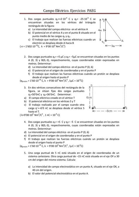 PDF Campo Eléctrico Ejercicios PAEG PDF fileCampo Eléctrico