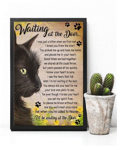 Cat Waiting At The Door Poem Sunflower Poster Blinkenzo