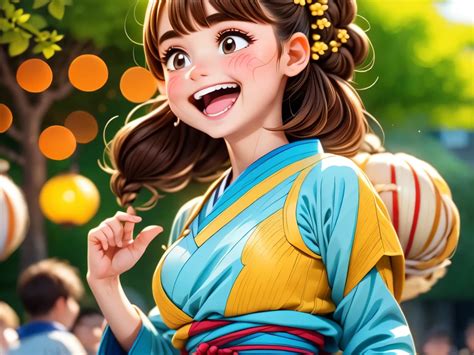 瓢箪で酒を飲み、酔って踊る少女 村人たちが見守る 最高品質 超詳細 現実的137 鮮やかな色彩 ボケ Seaart Ai