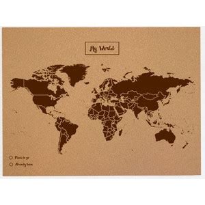 Miss Wood Mapa świata Woody Map Natural Cork L brown