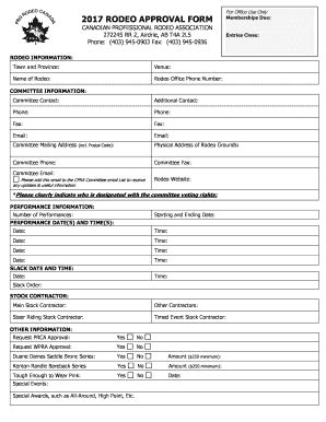 Fillable Online For Office Use Only Rodeo Approval Form