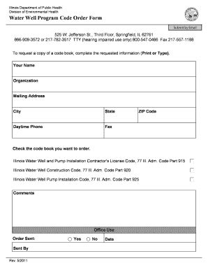 Fillable Online Idph State Il Order Form Illinois Department Of