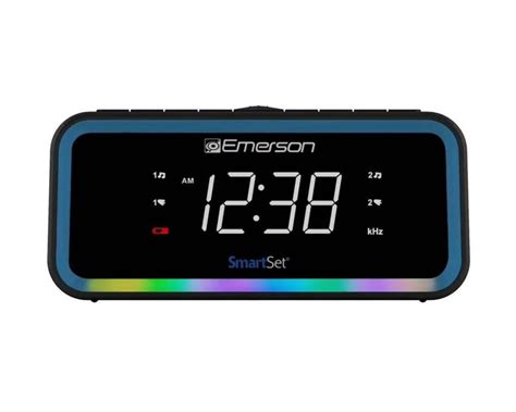 Emerson Smartset Amfm Dual Alarm Clock Radio 09 White Led Usb C Charging And Multi Color