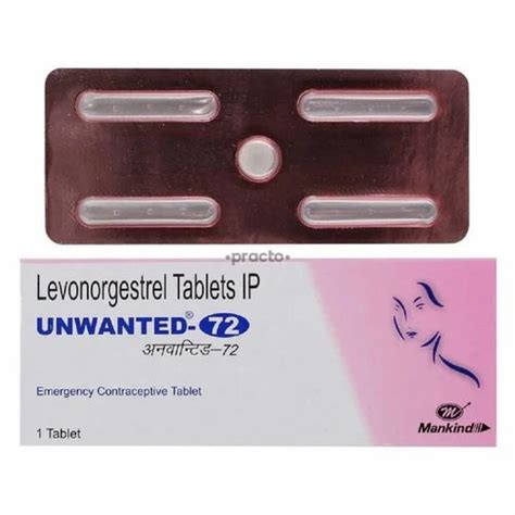 Unwanted 72 Tablets Levonorgestrel Packaging Type Strip Box