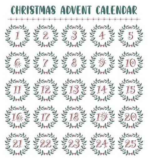 Christmas Advent Numbers 15 Free PDF Printables Printablee