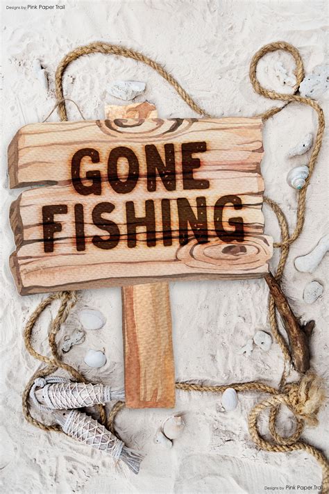 Printable Gone Fishing Party Sign Decoration, Gone Fishing Sign ...